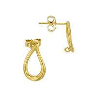 Vermeil Tear Drop Stud Earring With Ring