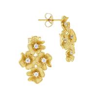 Cubic Zirconia Vermeil Multi Flower Stud Earring