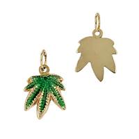 14K Cannabis Leaf Enamel Charm