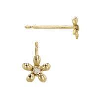 14K Diamond Flower Stud Earring