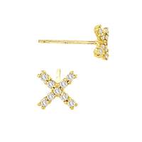 14K Diamond Criss Cross Stud Earring