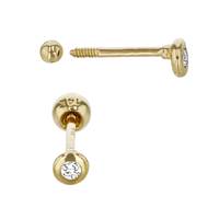 14K Diamond Bezel Straight Barbell Ear Stud for Cartilage