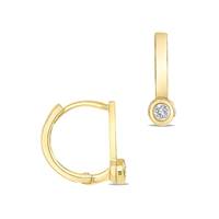 14K Single Diamond Huggie With Bar Earring