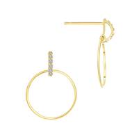 14K Diamond Earring With 13mm Dangling Ring