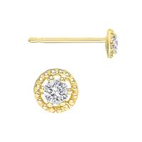 14K Round Diamond Filigree Stud Earring