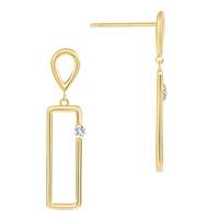 14K Diamond Rectangular Stud Earring