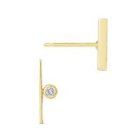 14K Diamond Bar Stud Earring