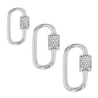 Rhodium Plated Sterling Silver Cubic Zirconia Carabiner Clasp