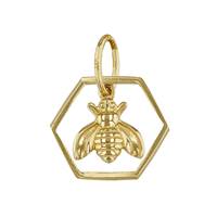 14K Hexagon Bee Charm