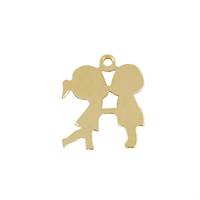 Gold Filled 14x12mm Kissing Kids Charm