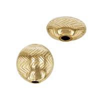 Gold Filled Zigzag Line Lentil Shaped Bead