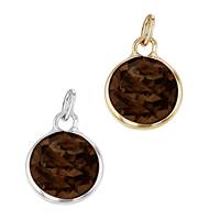 14K Smoky Quartz Round Bezel Set Charm June Birthstone