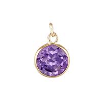14KY Amethyst Round Bezel Set Charm February Birthstone