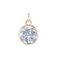 14KY Blue Topaz Round Bezel Set Charm December Birthstone