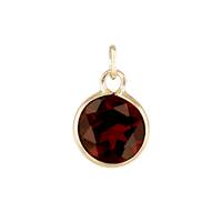 14KY Garnet Round Bezel Set Charm January Birthstone