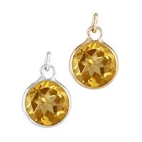 14K Citrine Round Bezel Set Charm November Birthstone