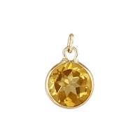 14KY Citrine Round Bezel Set Charm November Birthstone