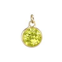 14KY Peridot Round Bezel Set Charm August Birthstone
