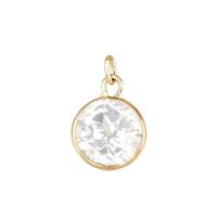 14KY White Topaz Round Bezel Set Charm February Birthstone