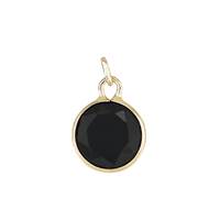 14KY Black Spinel Round Bezel Set Charm August Birthstone