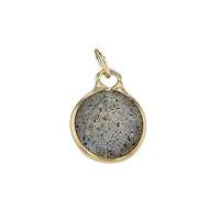 14KY Labradorite Round Bezel Set Charm March Birthstone