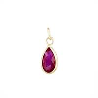 14KY Ruby Pear Shape Bezel Set Charm July Birthstone