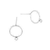 Sterling Silver Round Stud Earring With 1 Ring