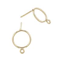 Gold Filled Round Stud Earring With 1 Ring