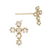 14K Diamond Cross Prong Stud Earring