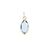 14K Blue Topaz Marquee Shape Bezel Set Charm December Birthstone