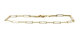 14K Flat Paper Clip Chain Bracelet With Lobster Clasp