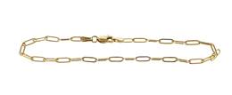 14K Heavy Weight Flat Oval Paper Clip Chain Bracelet With Lobster Clasp