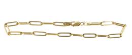 14K Light Weight Flat Elongated Oval Paper Clip Chain Bracelet