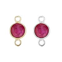 14K Gold Round Bezel Set Ruby Connector