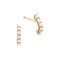 14K Pearl Curved Stud Earring (Synthetic Pearl)