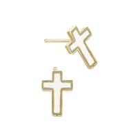 14K Mother Of Pearl Cross Stud Earring