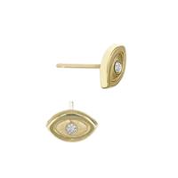 14K Cubic Zirconia Evil Eye Stud Earring