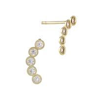 14K Cubic Zirconia Crescent Moon Stud Earring