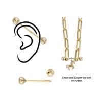 14K Straight Barbell Ear Ball Stud/Clasp