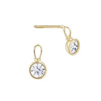 14K Cubic Zirconia Round Bezel Drop Stud Earring