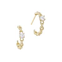 14K Cubic Zirconia Chain Link Hoop Earring