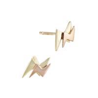 14K Two-Tone Lightning Stud Earring