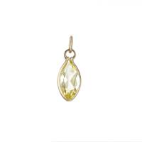 14K Lemon Quartz Marquee Shape Bezel Set Charm November Birthstone