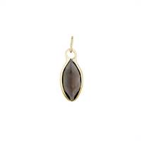 14K Smoky Quartz Marquee Shape Bezel Set Charm  June Birthstone