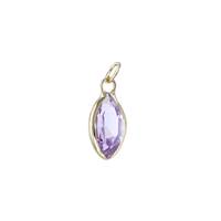 14K Amethyst Marquee Shape Bezel Set Charm February Birthstone