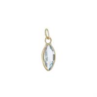 14K Blue Topaz Marquee Shape Bezel Charm December Birthstone