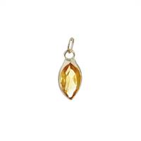 14K Citrine Marquee Shape Bezel Set Charm November Birthstone