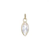 14K White Topaz Marquee Shape Bezel Set Charm April Birthstone