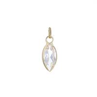 14K White Topaz Marquee Shape Bezel Set Charm April Birthstone