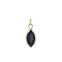 14K Black Spinel Marquee Shaoe Bezel Set Charm August Birthstone